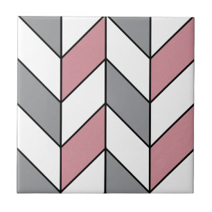 Modernes rosa, graues Herringbone-Muster Fliese