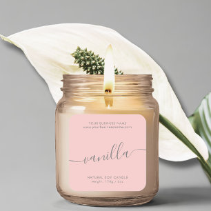 Modernes, rosa-graues Rose-Script-Etikett Quadratischer Aufkleber