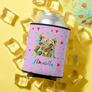 Modernes, rosa, grizzles Bärenmuster Dosenkühler