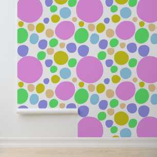 Modernes, rosa, grün, blau und gelb funky-dotty tapete