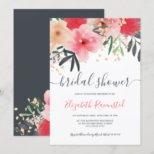 Modernes rosa grünes Brautparty Einladung