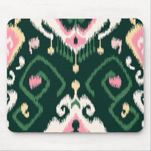 Modernes rosa grünes girly ikat Stammes- Muster Mousepad