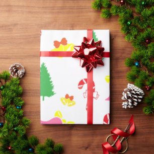 Modernes rosa grünes Weihnachtsmuster Geschenkpapier