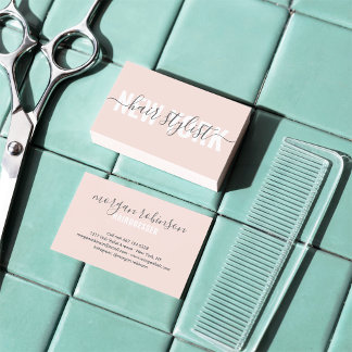 Modernes Rosa-Haarstyllizenskript Visitenkarte