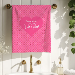 Modernes rosa Herz-Liebesgeschenk für Ehemann Bade Badhandtuch Set