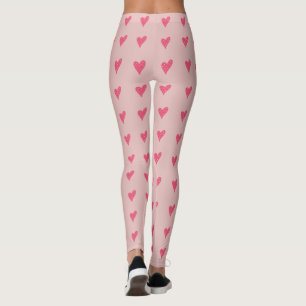 Modernes rosa Herz mit weißem Punktmuster Leggings