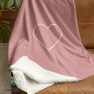 Modernes rosa Herzblanket   Minimalistisch Sherpadecke