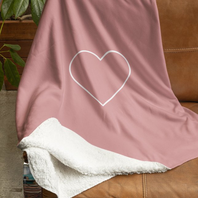 Modernes rosa Herzblanket | Minimalistisch Sherpadecke (Von Creator hochgeladen)
