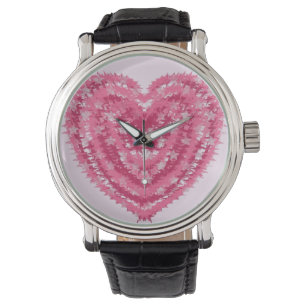 Modernes rosa Konfetti-Herz   Valentinstag-Kunst Armbanduhr