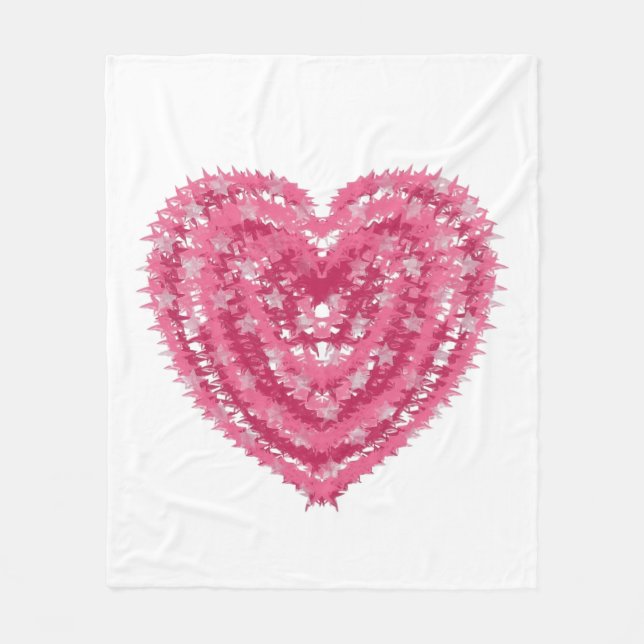 Modernes rosa Konfetti-Herz | Valentinstag-Kunst Fleecedecke (Vorderseite)