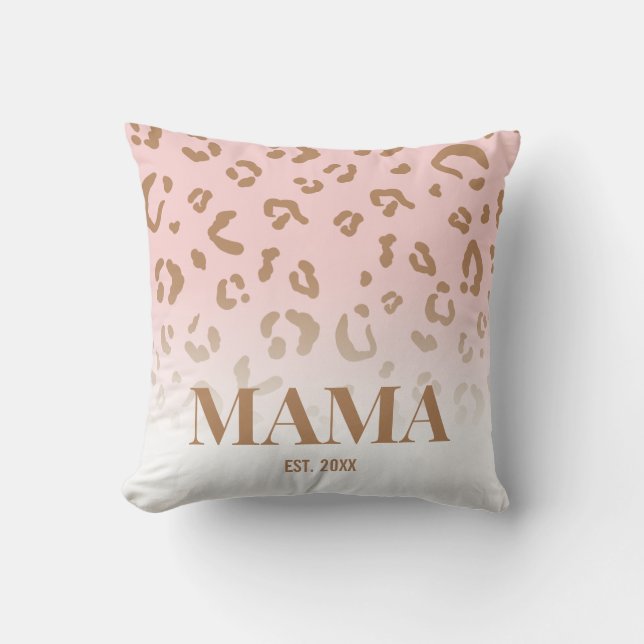 Modernes rosa Leopard Muster Personalisiert Mama Kissen (Vorderseite)
