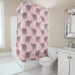 Modernes rosa Leopard-Tiermuster Duschvorhang