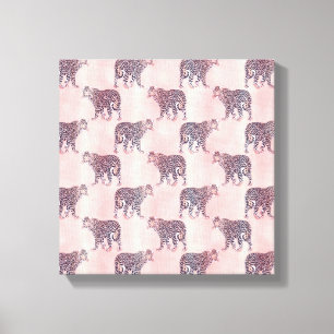 Modernes rosa Leopard-Tiermuster Leinwanddruck