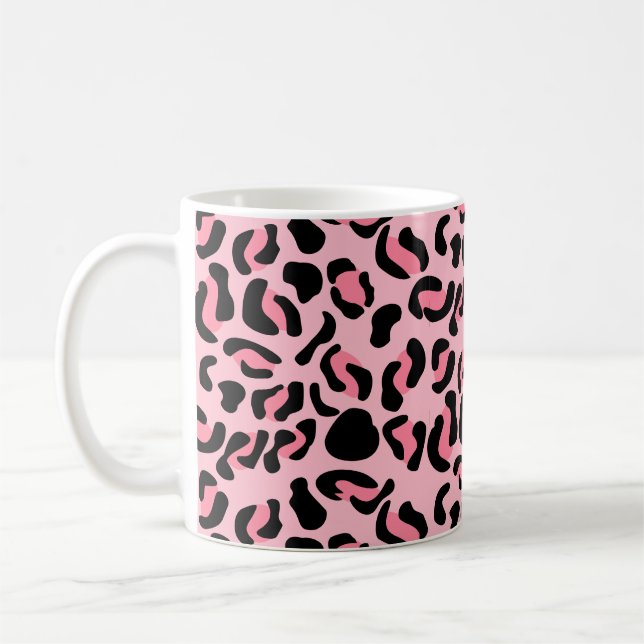 Modernes rosa Leopardenmuster Tier Kaffeetasse (Links)