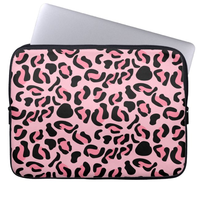 Modernes rosa Leopardenmuster Tier Laptopschutzhülle (Vorderseite)