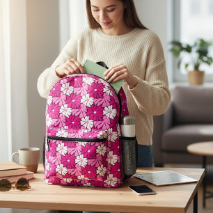 Modernes, rosa, Lila-weißes, florales Girlanmuster Bedruckter Rucksack