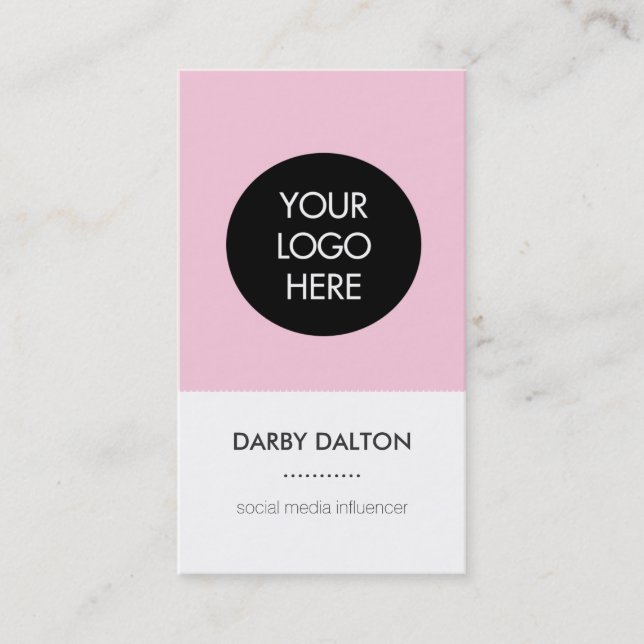 Modernes rosa Logo-Sozialmedium-Visitenkarte Visitenkarte (Vorderseite)