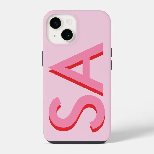 Modernes rosa Mädchen-Anfangsmonogramm minimal iPhone Hülle (Rückseite)