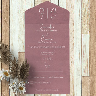 Modernes Rosa Minimal Monogramm Kein Abendessen All In One Einladung