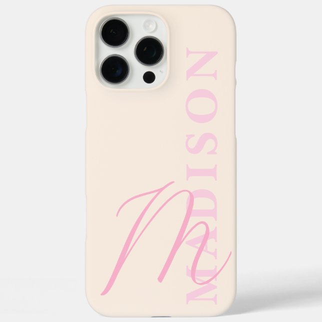 Modernes rosa Minimalistisches Anfangsmonogramm Case-Mate iPhone Hülle (Rückseite)