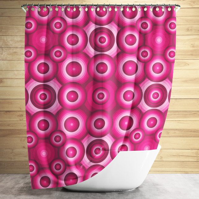 Modernes rosa monochromes geometrisches Muster Duschvorhang (Modern Pink Geometric Pattern Shower Curtain)
