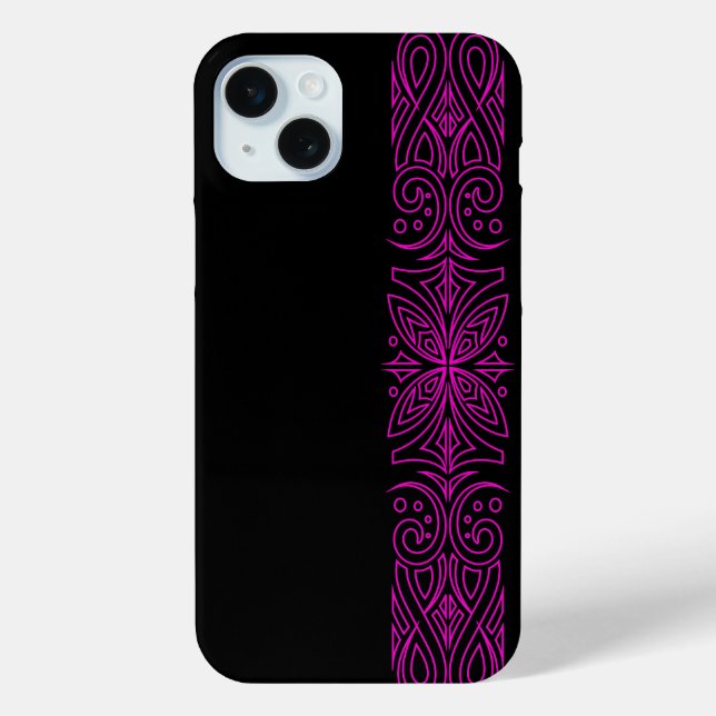 Modernes rosa Muster auf dem schwarzen iPhone 15 P Case-Mate iPhone Hülle (Rückseite)
