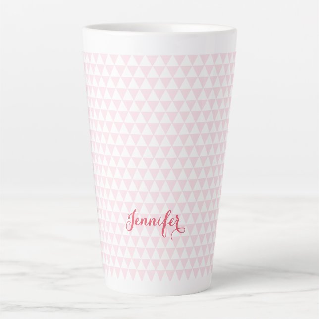 Modernes rosa Muster Elegant Stilvoll Mit Monogram Milchtasse (Vorderseite)