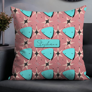 Modernes rosa Muster Mitte des Jahrhunderts Kissen