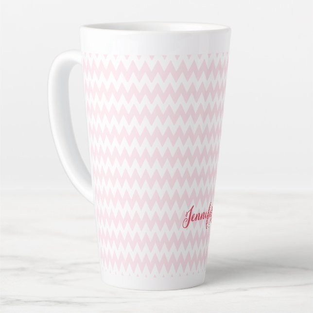 Modernes rosa Muster Stilvoll Elegant Mit Monogram Milchtasse (Linke Ecke)