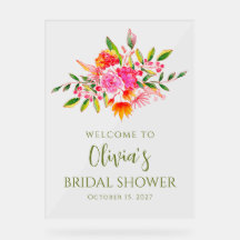 Modernes rosa orangefarbenes Brautparty Willkommen