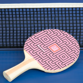 Modernes rosa Orangenmuster Monogramm Tischtennis Schläger