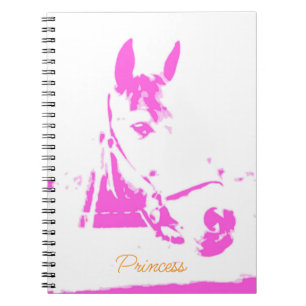 Modernes Rosa Pferd Silhouette Individuelle Name F Notizblock