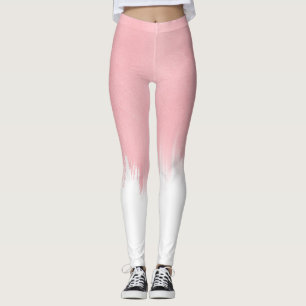 Modernes Rosa Pinselstriche in weißem Design Leggings