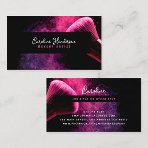 Modernes rosa Pulver und Pinsel für Künstler Visitenkarte