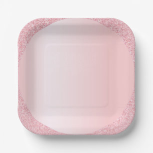 Modernes rosa Rose Gold Glitzer Template Pappteller