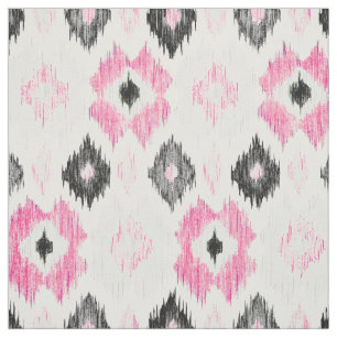 Modernes rosa schwarzes modisches ikat Muster Stoff