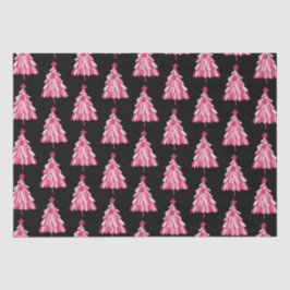 Modernes, rosa Schwarzes Weihnachtsbaummuster Seidenpapier