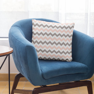 Modernes Rosa Taupe Zickzack Muster Kissen