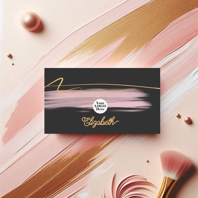 Modernes Rosa und Gold Elegantes Branding für Unte Visitenkarte (Modern Blush Pink and Gold Elegant Business Branding Business Card)