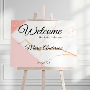 Modernes rosa und goldenes Marmorduschplakat Poster