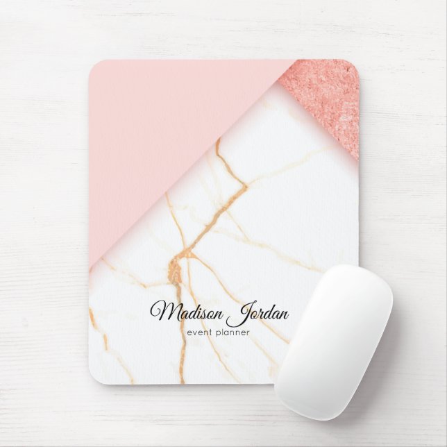 Modernes Rosa- und Goldmarmor Mousepad (Mit Mouse)