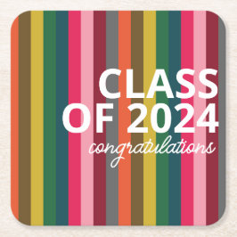 Modernes rosa und grünes Streifenmuster Rechteckiger Pappuntersetzer