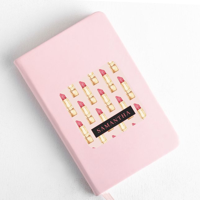 Modernes rosa und rotes Lipstick Muster Mädchen mi Quadratischer Aufkleber (Von Creator hochgeladen)