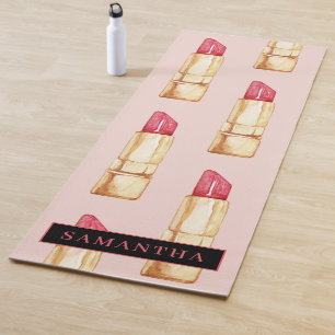 Modernes rosa und rotes Lipstick Muster Mädchen mi Yogamatte