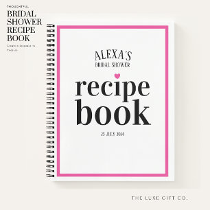 Modernes Rosa und Schwarzes Brautparty Rezept Buch