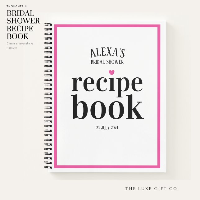 Modernes Rosa und Schwarzes Brautparty Rezept Buch (Von Creator hochgeladen)