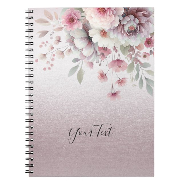 Modernes rosa weißes BlumenNotebook Notizblock (Vorderseite)