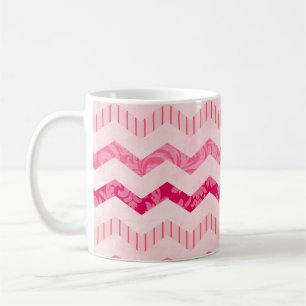Modernes rosa Zickzack Muster Tasse