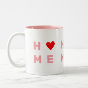 Modernes Rosa Zuhause & Herz Zweifarbige Tasse