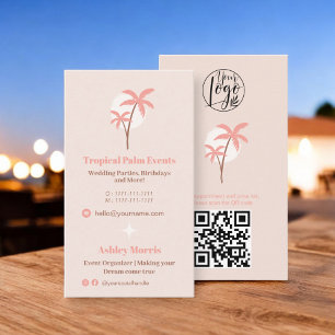 Modernes, rosafarbenes Eventplaner Foto qr Logo Visitenkarte